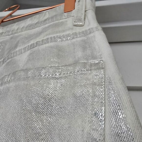 🆕️ Zara Boy Boy Metallic High Rise Relaxed Fit Jeans in Silver - Picture 10 of 15
